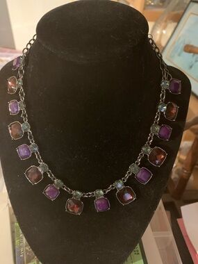 Elegant Multi-Gem Necklace - Purple Stones